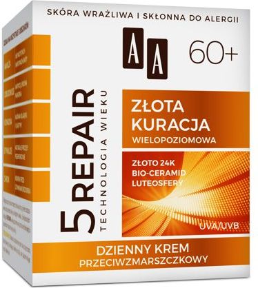 AA Technologia Wieku 5Repair 60+ Zlota Kuracja Krem przeciwzmarszczkowy na dzien 50ml 053951 (5906717426063) kosmētika ķermenim