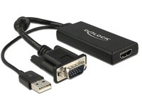 DeLOCK 0.25m VGA+USB2.0-A/HDMI VGA (D-Sub) + USB Black