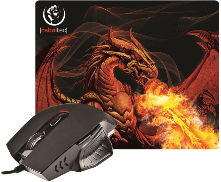 Rebeltec RED DRAGON game set mouse & mouse pad Datora pele