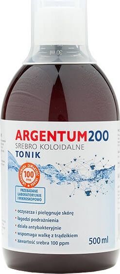 Aura Herbals Tonik do twarzy Argentum 200 100PPM Srebro Koloidalne 500ml 5903240599226 (5903240599226) kosmētikas noņēmējs