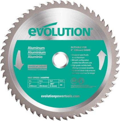 Evolution Pila widiowa TCT do ciecia aluminium 230mm 80z (EVO-230-80-A) EVO-230-80-A (0849713000460) Elektriskais zāģis