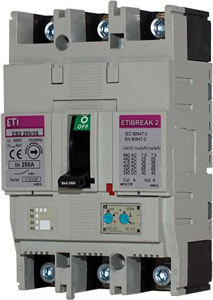 Eti-Polam Wylacznik mocy 4P 250A 25kA wyzwalacz termo-magnetyczny EB2 250/4L (004671076) 004671076 (3838895409786) komutators