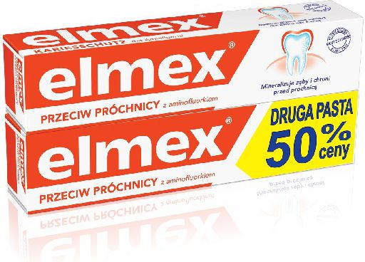 Elmex Toothpaste + second for 50% of the price of 2 x 75 ml mutes higiēnai