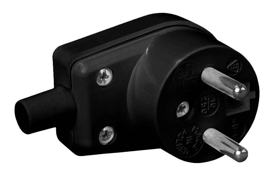 Elektro-Plast Wtyczka katowa z uziemieniem 16A 250V czarna WB-6 (3300-02) 3300-02 (5901130480296) adapteris