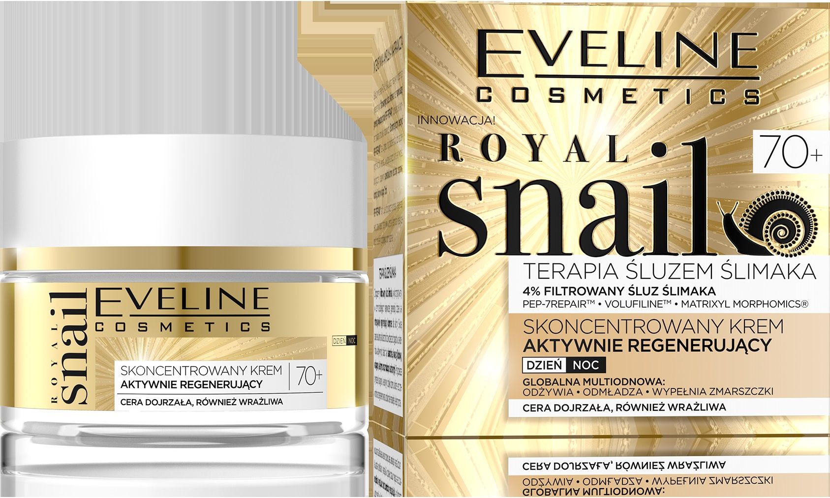 Eveline Royal Snail 70+ Skoncentrowany Krem aktywnie regenerujacy na dzien i noc 50ml 080998 (5901761980998) kosmētika ķermenim