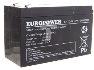 Europower Maintenance-free battery AGM 7.2Ah 12V Europower EP 7.2-12 - 7EP