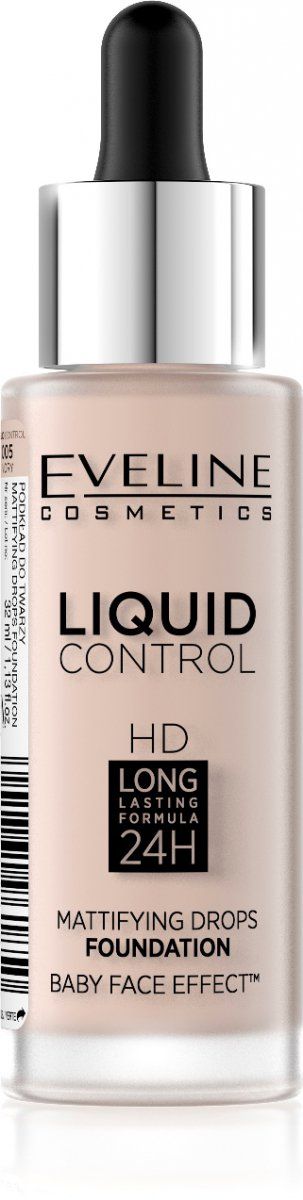Eveline Liquid Control HD Foundation 005 Ivory 32ml tonālais krēms