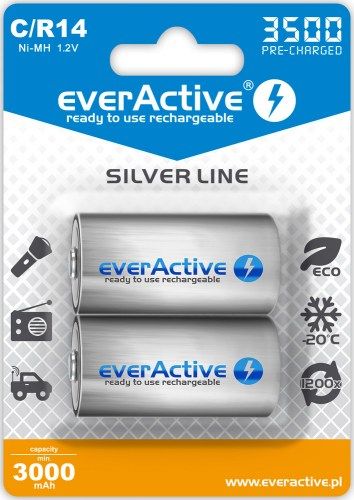 Rechargeable Batteries everActive R14/C Ni-MH 3500 mAh ready to use Baterija