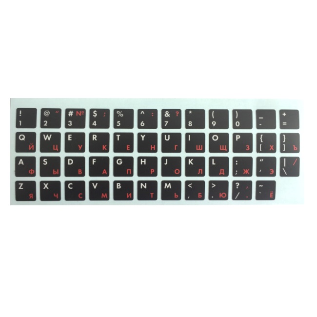 HQ Uzlīmes klaviatūrai ENG balts / RUS sarkans Qwerty Melns Fons