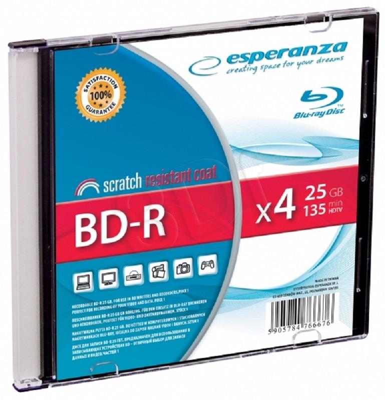 Esperanza BluRay BD-R 25GB x4 - Slim case 1 pc. matricas