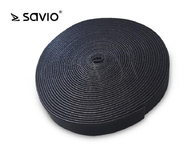 SAVIO Organizer for cables, Tape, Velcro, Black, 10m OC-01/B 1 pc