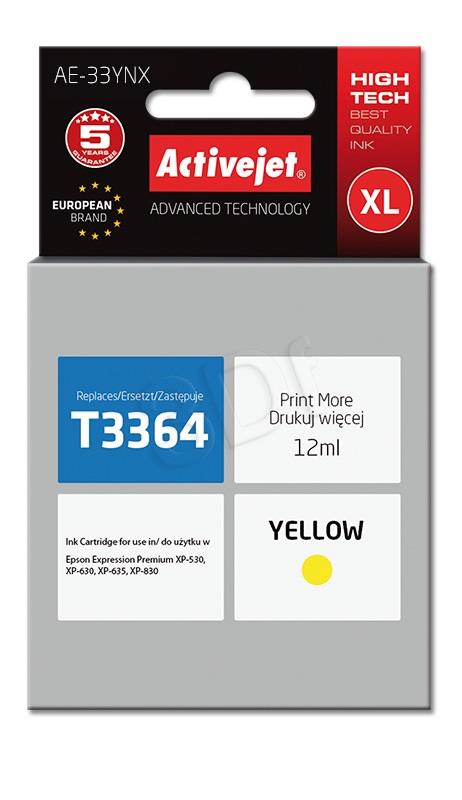 Tusz Activejet AE-33YNX (do drukarki Epson, zamiennik 33XL T3361 supreme 12ml yellow Chip)