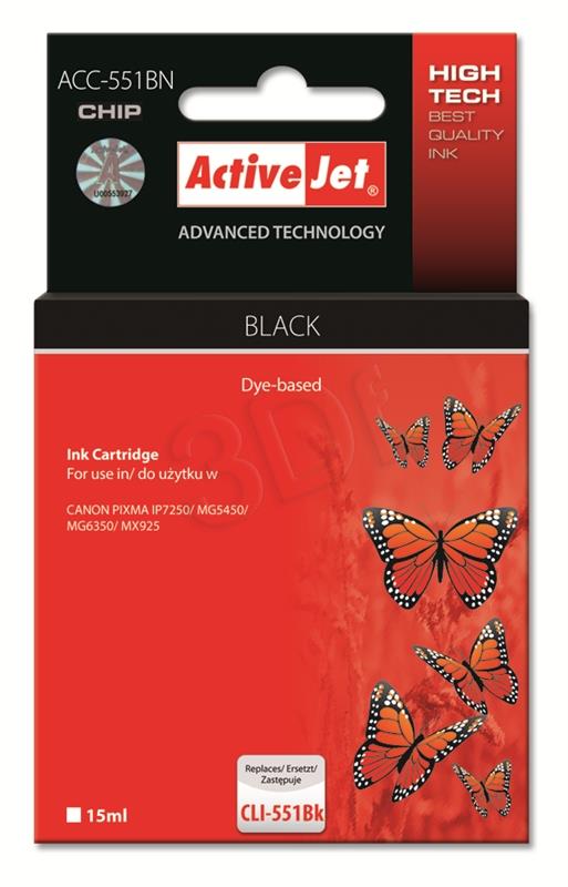 Activejet ACC-551BN ink (replacement for Canon CLI-551Bk; Supreme; 15 ml; black)