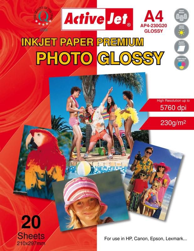 Activejet Papier fotograficzny do drukarki A4 (AP4230G20) AP4230G20 (5901452122553) foto papīrs