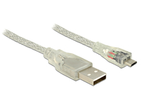 DeLOCK 3m, USB2.0-A/USB2.0 Micro-B 3m USB A Micro-USB B Transparent USB Kabel... USB kabelis