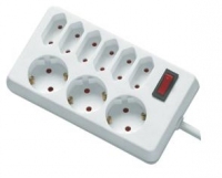 REV Socket line    9-fold 1,4 m with switch   white kabelis, vads