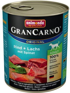 Animonda GranCarno Original Adult Wolowina i losos ze szpinakiem 800g 000988 (4017721827652) barība suņiem