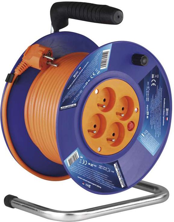 Emos Reel extension cable 4-sockets w/u 25m H05VV-F 3G1.5 (P19425) elektrības pagarinātājs