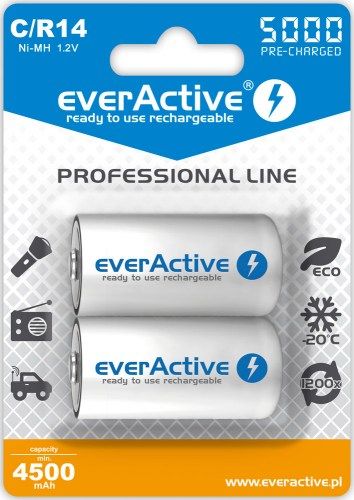 Rechargeable batteries everActive Ni-MH R14 C 5000 mAh Professional Line Baterija