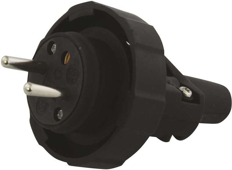 Emos Wtyczka gumowa 10/16A 250V 2P+Z IP65 czarna (P0037) P0037 (8595025387462) adapteris