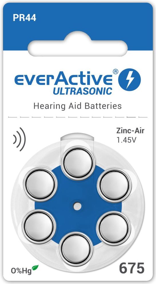 EverActive Bateria do aparatow sluchowych PR44 6 szt. ULTRASONIC 675 (5902020523185) Baterija