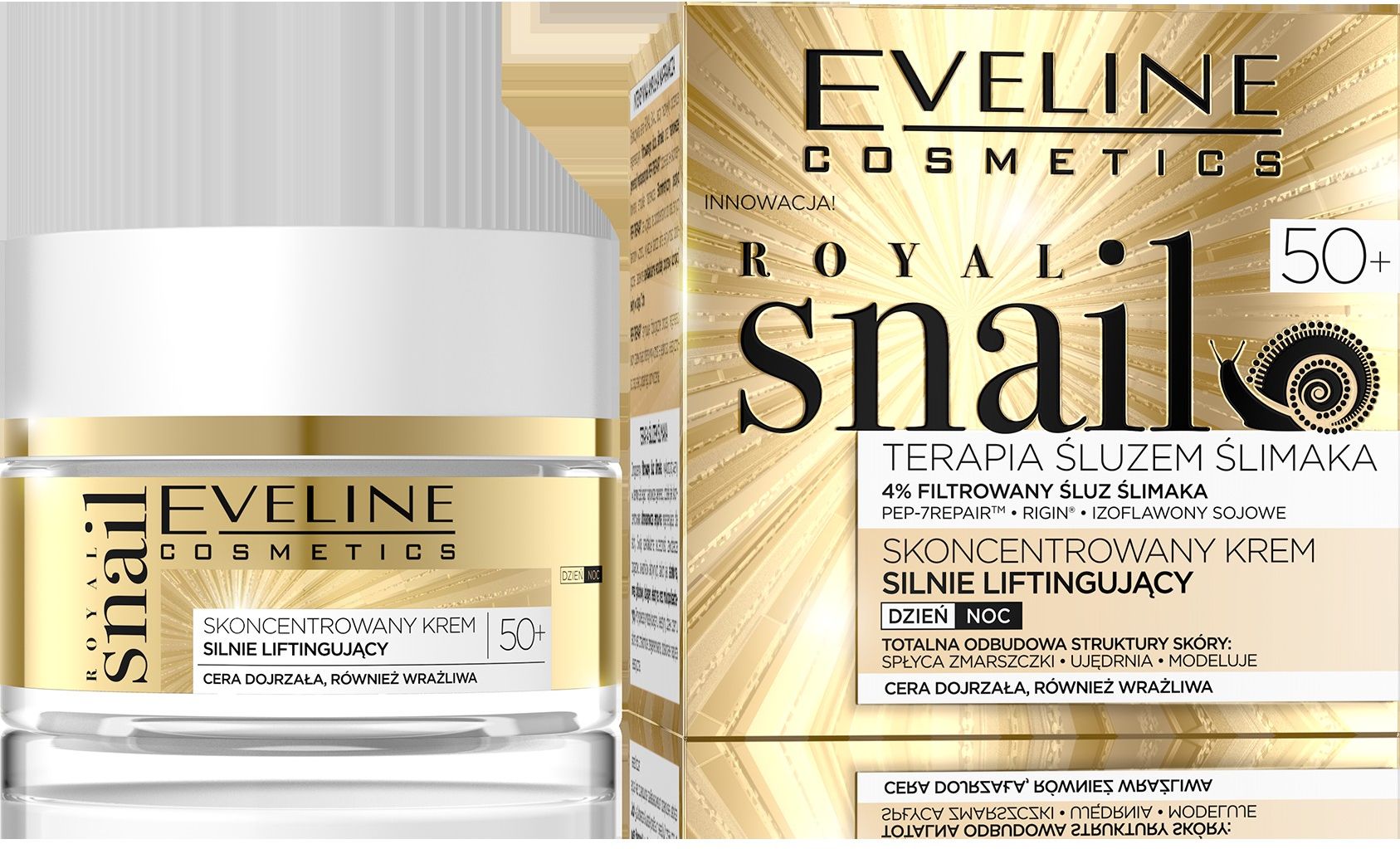 Eveline Royal Snail 50+ Skoncentrowany Krem silnie liftingujacy na dzien i noc 50ml 080974 (5901761980974) kosmētika ķermenim