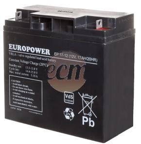 Europower Akumulator bezobslugowy AGM 17Ah 12V Europower EP 17-12 17EP (5902052401260) drošības sistēma