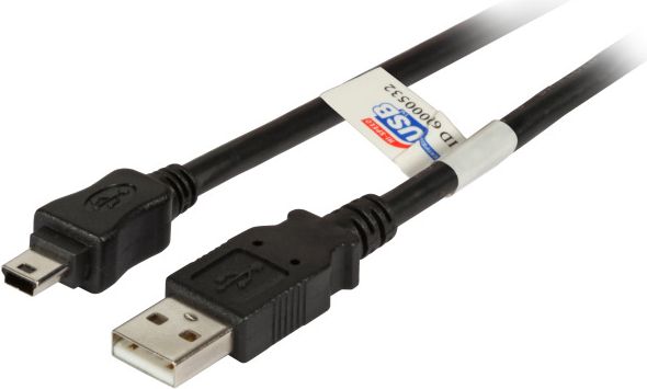 EFB USB2.0 Kabel A-Mini B (5polig),St.-St.,1,8m,sw,Premium USB kabelis