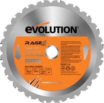 Evolution Pila widiowa TCT wielozadaniowa RAGE 185mm 20z (EVO-185-MULTI) EVO-185-MULTI (0849713072115) Elektriskais zāģis