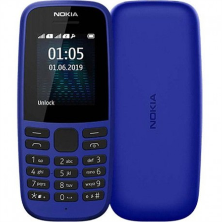 Nokia 105 TA-1203 (Blue) Single SIM 1.77 TFT 120x160/4MB/4MB RAM/microUSB 6438409041524 Mobilais Telefons