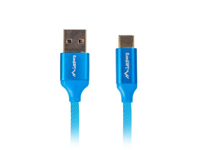 Lanberg cable Premium Quck Charge 3.0 ,USB-C(M)->A(M) 0,5m Blue USB kabelis