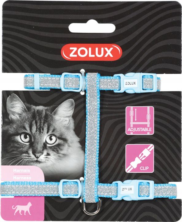Zolux Szelki nylon regul. SHINY kol. niebieski 6107003 (3336029200242) piederumi kaķiem