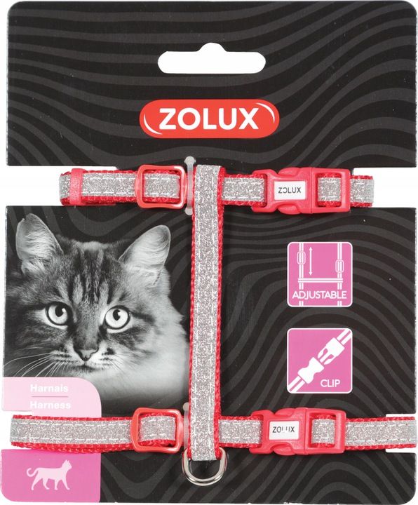 Zolux Szelki nylon regul. SHINY kol. czerwony 6107006 (3336026200245) piederumi kaķiem