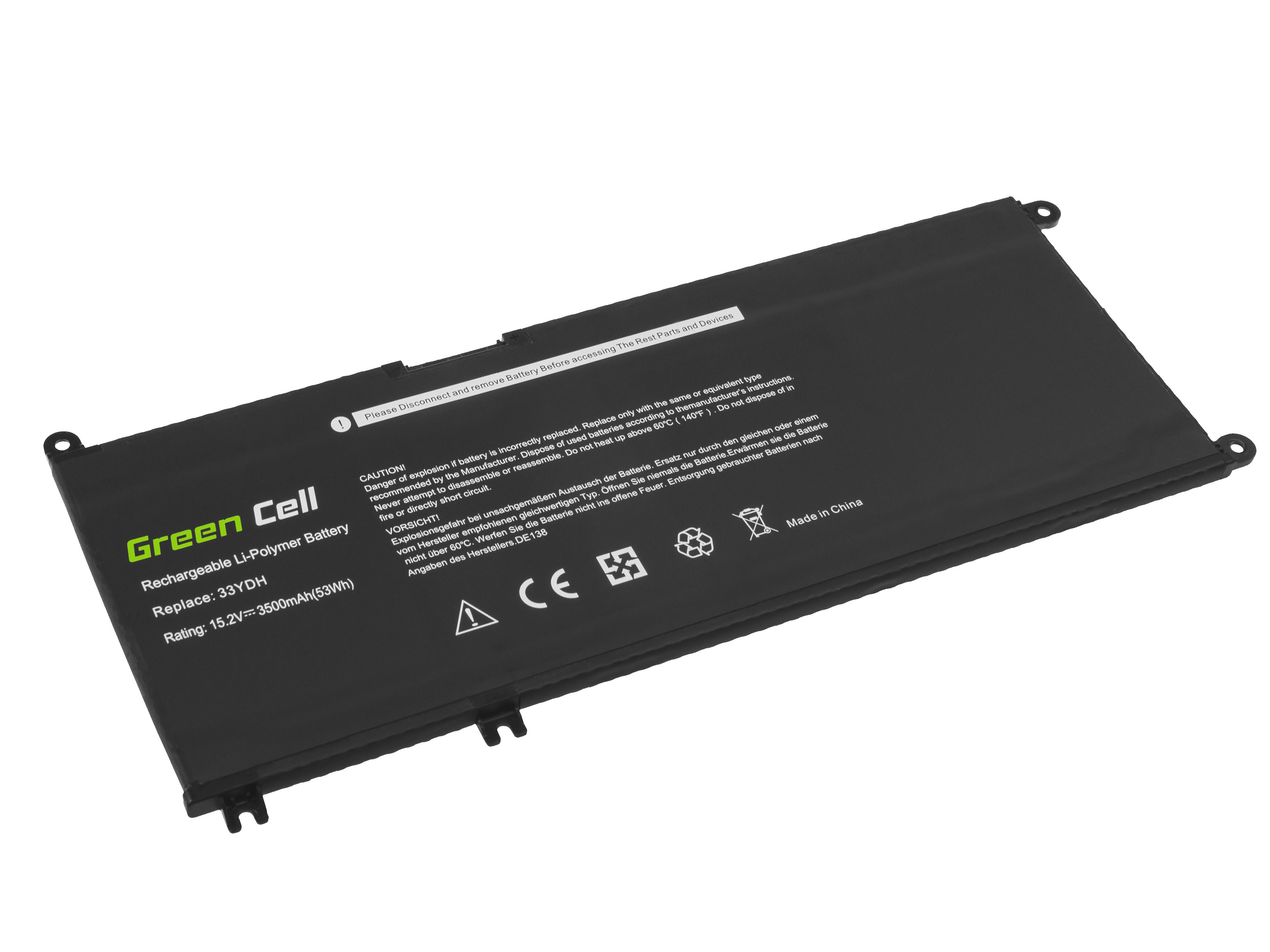 Green Cell Battery 33YDH for Dell Inspiron G3 3579 3779 G5 5587 G7 7588 7577 7773 7778 7779 7786 Latitude 3380 3480 3490 3590 akumulators, baterija portatīvajiem datoriem