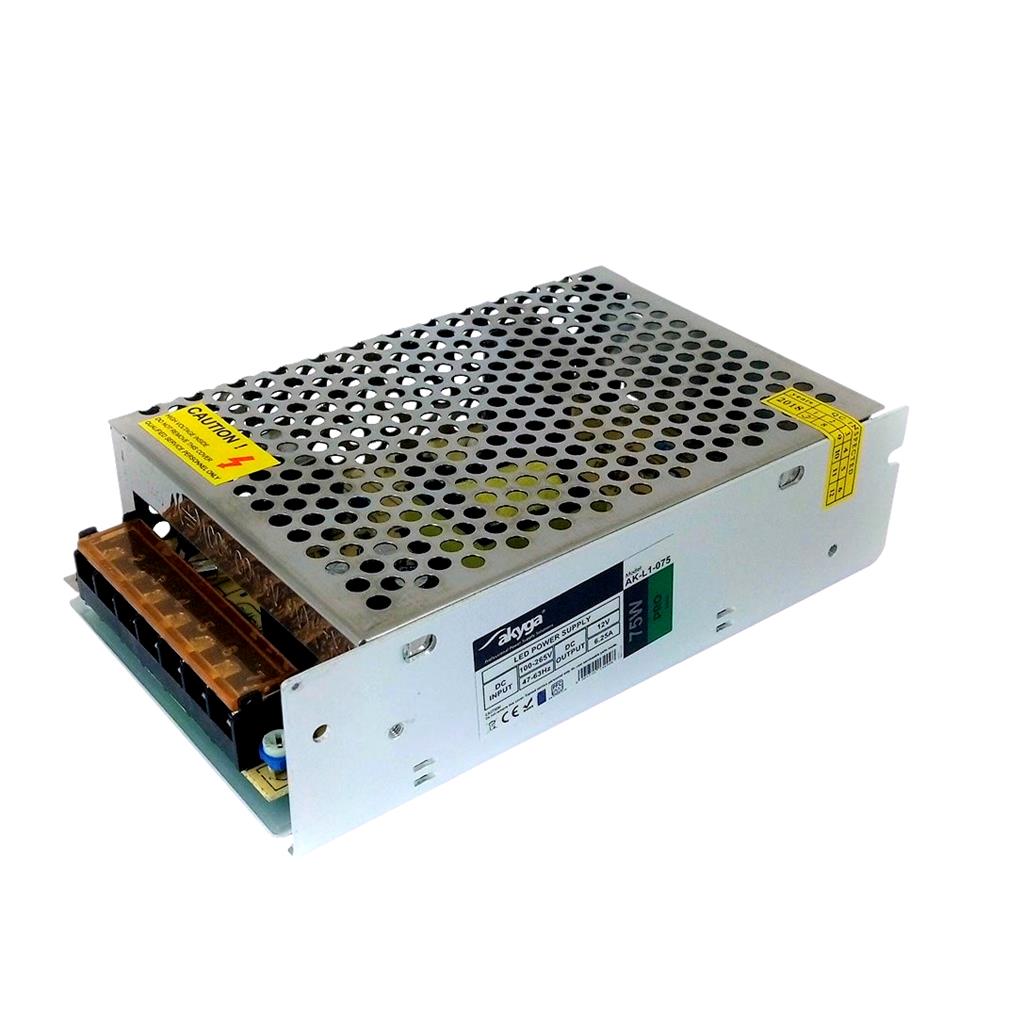 Akyga Impulse LED power supply AK-L1-075 12V / 6.25A / 75W / 100-265V / IP20 Barošanas bloks, PSU