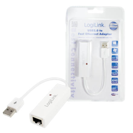 LogiLink UA0144B Fast Ethernet Adapter USB 2.0 / Fast Ethernet Adapter kabelis, vads