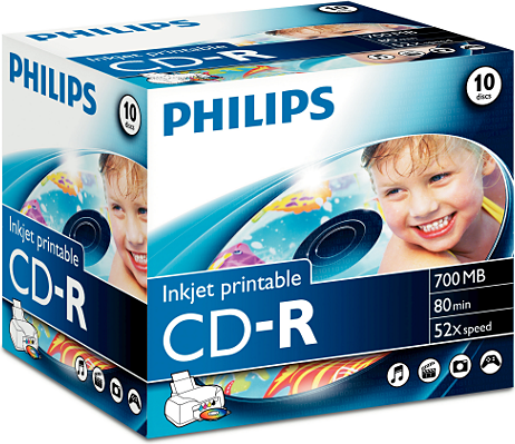 CD-R Philips 700MB  10pcs jewel case,carton box,printable matricas