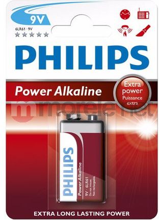 Philips Bateria PowerLife 9V Block 1 szt. 6LR61P1B (8712581550042) Baterija