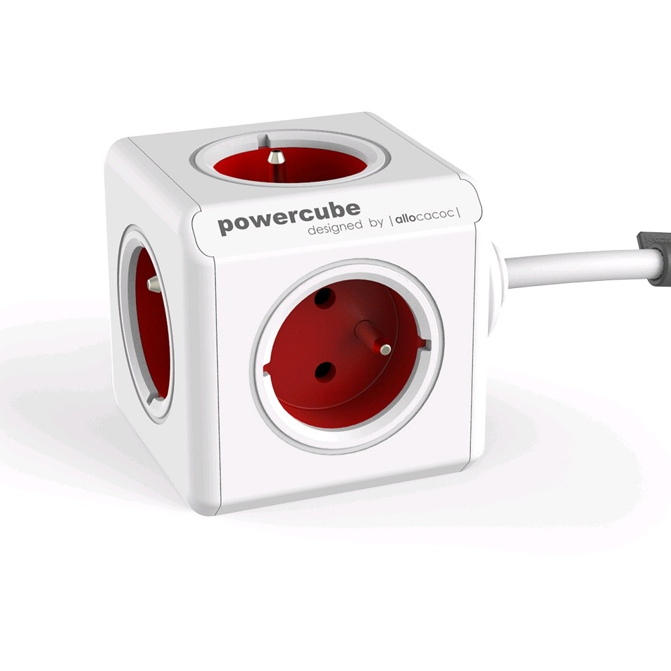 Allocacoc PowerCube      Extended 3m 2304 Red elektrības pagarinātājs