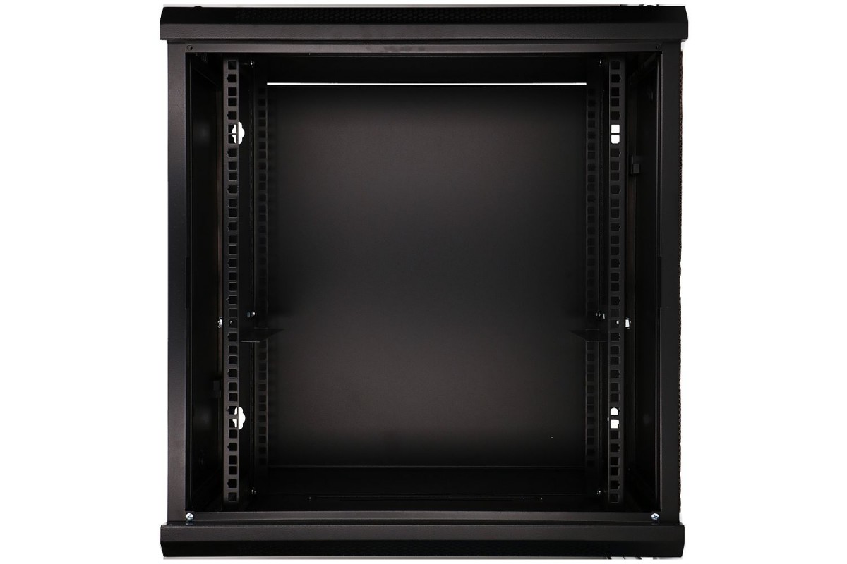 Wall cabinet rack 12U 600x450 black glass door