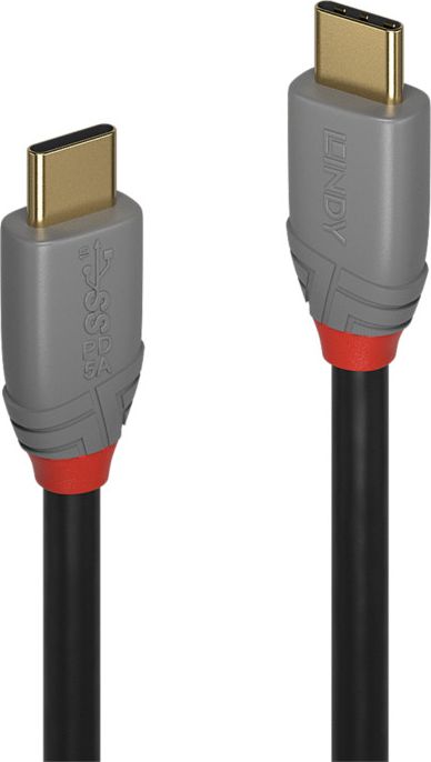 Lindy USB 3.1 Kabel Typ C/C 5A PD Anthra Line M/M 0.5m USB kabelis