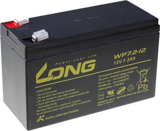 Long 12V 7.2Ah lead-acid battery F2 - PBLO-12V007,2-F2A UPS aksesuāri