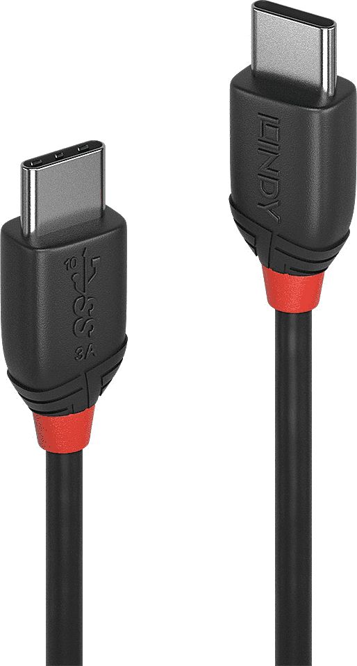 Lindy USB 3.1 Kabel Typ C/C 3A Black Line M/M 0.5m USB kabelis