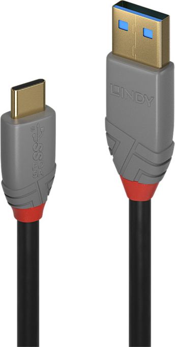 Lindy USB 3.1 Kabel Typ A/C 5A PD Anthra Line M/M 1m USB kabelis