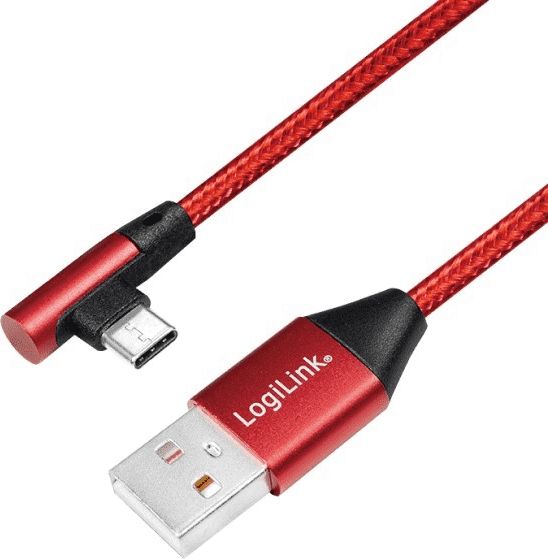 LOGILINK - USB 2.0 Cable USB-A male to USB-C (90° angled) male, 0.3m USB kabelis