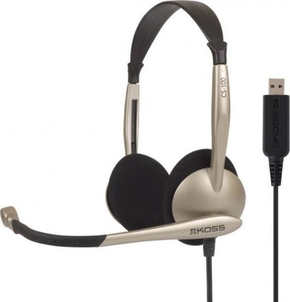 Koss Headphones CS100 Headband/On-Ear, 3.5mm (1/8 inch), Microphone, Black/Gold, 021299142851 austiņas