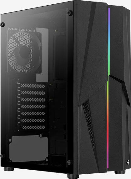 Aerocool Mecha v1 Midi-Tower, RGB, Tempered Glass - schwarz Datora korpuss