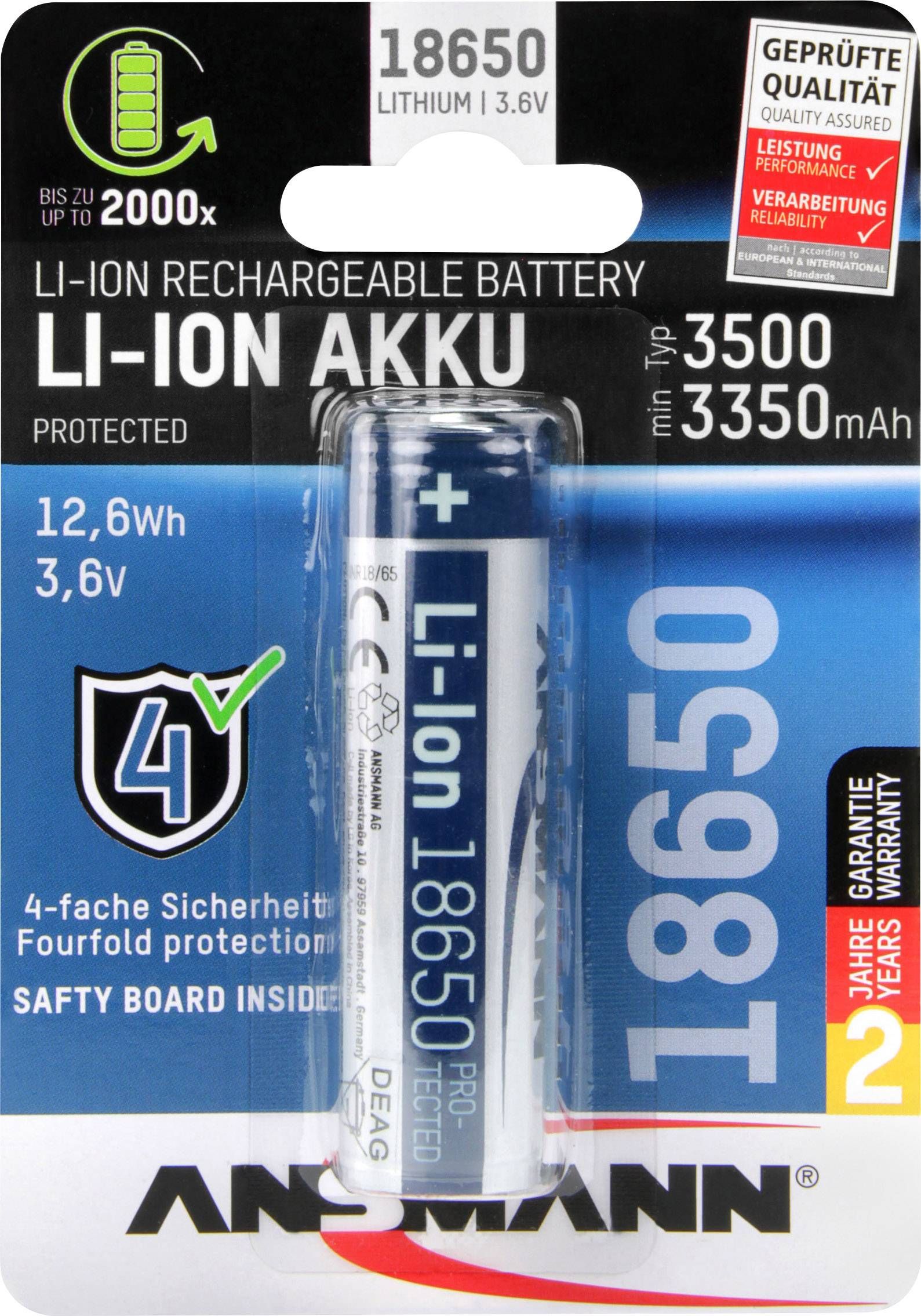 Ansman Li-ion battery 1x18650 3500mA Baterija