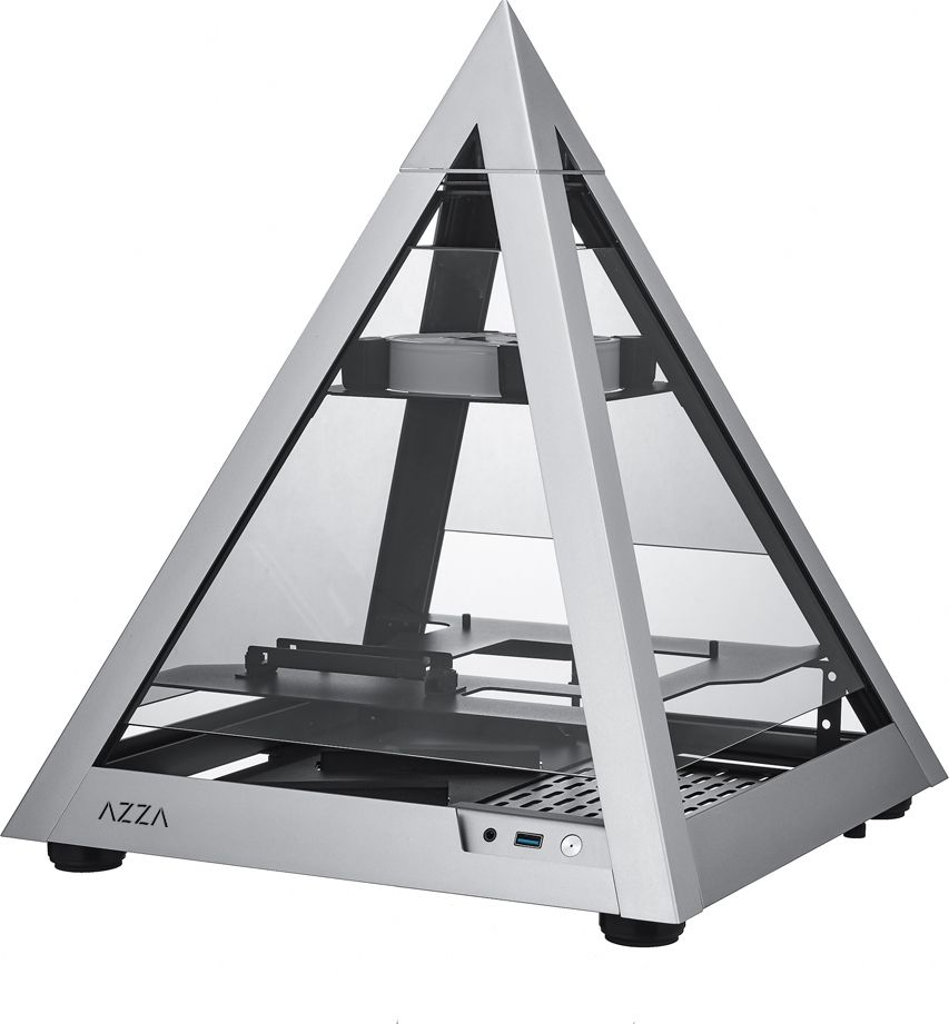 AZZA Pyramid Mini 806, bench / show case (aluminum / black, tempered glass) Datora korpuss