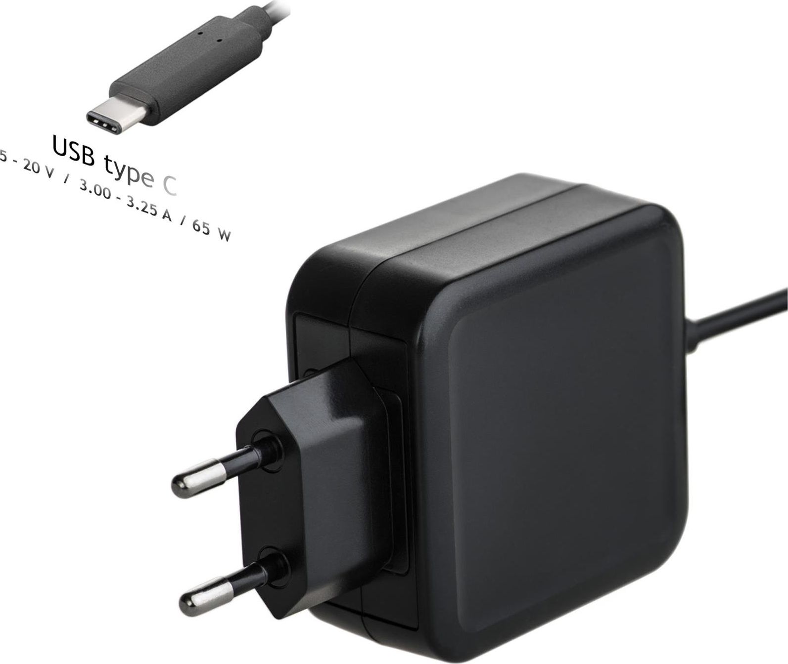 Akyga laptop adapter AK-ND-70 20V / 3.25A 65W USB type C 1.2m portatīvo datoru lādētājs